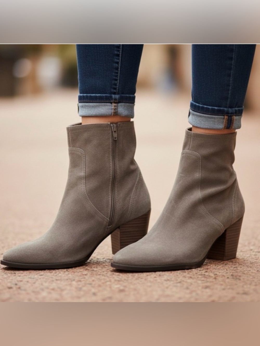 ZaraSz 7.5 (38) Suede Tan Heeled Pointy Cowboy Boots
